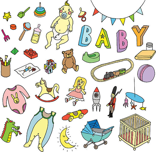 baby set. - teddy ray stock illustrations