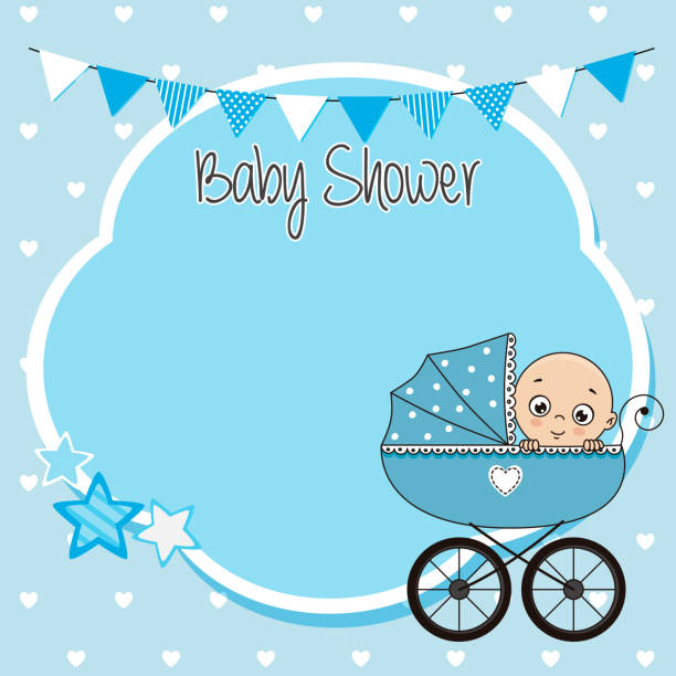 Baby Shower Card. Baby Boy With Bottle