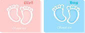 Two baby shower card with cute baby soles.