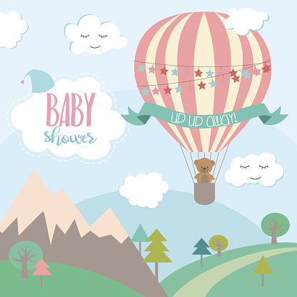 Baby Shower card with air balloons