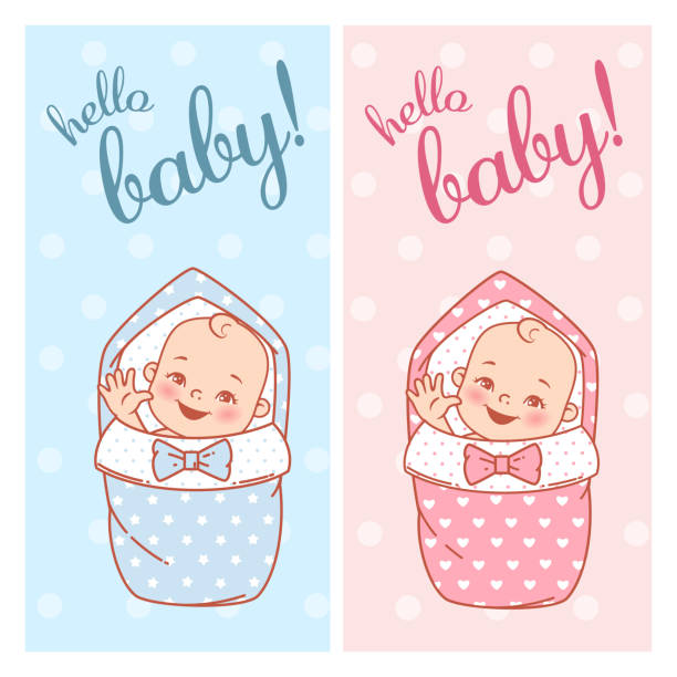 26 Twin Baby Boy And Girl Drawing Illustrations Clip Art Istock