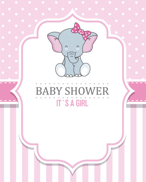 baby shower girl baby shower girl. Cute Elephant with tie. space for text baby shower stock illustrations