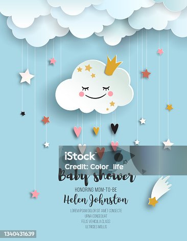istock Baby shower greeting card. 1340431639