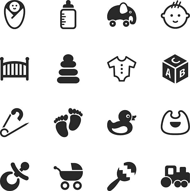 Baby Silhouette Icons Baby Silhouette Icons Vector EPS10 File. baby formula stock illustrations