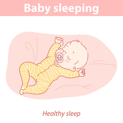 Baby sleeping with pacifier. Healthy sleep for newborn.