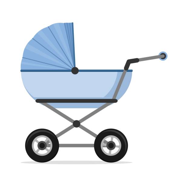 Baby stroller isolated on white background. Children pram, baby carriage Baby stroller isolated on white background. Children pram, baby carriage vector illustration baby carriage stock illustrations