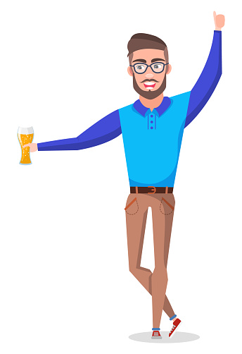 Bachelor Holding Beer in Glass in Hands Party
