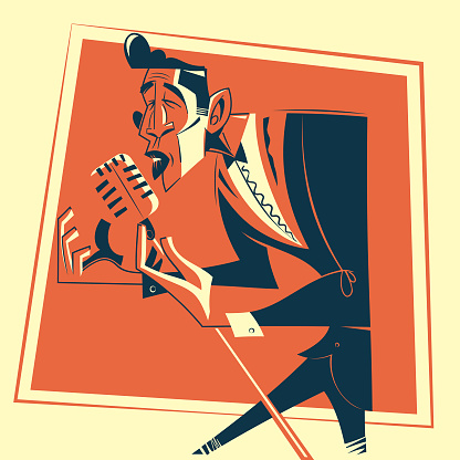 Sixties Style Black singer - Retro vector illustration