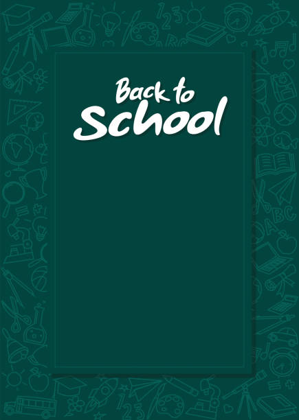 Back to School Background with line art icons Back to School Background with line art icons teacher borders stock illustrations