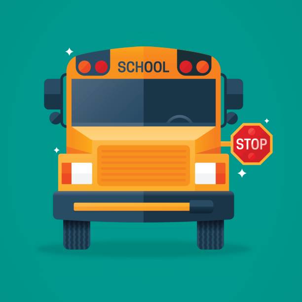 Back to School Bus Back to school bus flat concept illustration. school bus driver stock illustrations