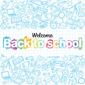 Vector Back to school doodles in chalkboard background