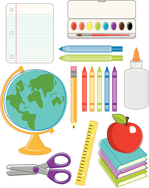 Back to School Essentials Lots of school supplies in a sketchy style. Download contains Illustrator CS2 ai, Illustrator 8.0 eps, and high-res jpeg. kathrynsk stock illustrations