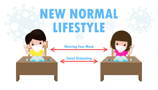 Back To School For New Normal Lifestyle Social Distancing In Class Room Concept Prevention Tips Infographic
