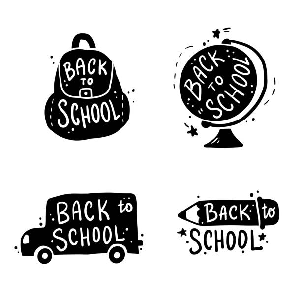 Back to School hand drawn Cute hand drawn lettering Back to school quote by doodle sketch style. Vector illustration slogan for kids poster, children banner for school or education. teacher borders stock illustrations