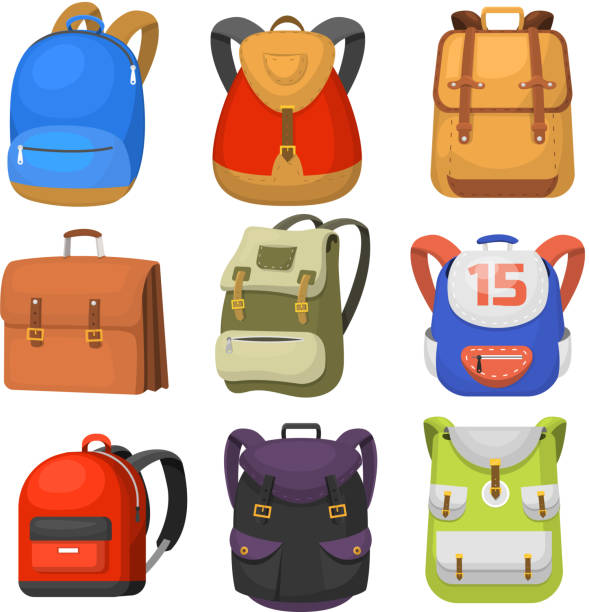 stockillustraties, clipart, cartoons en iconen met kinderen terug naar school school rugzak vectorillustratie - backpack