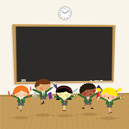 Back to school. pupil happy classroom,kids illustration vector