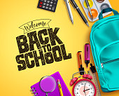 istock Back to school vector background design. Welcome back to school text with colorful educational 1315082374