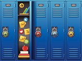 Back to school lockers and back to school theme. EPS 10 file. Transparency effects used on highlight elements.