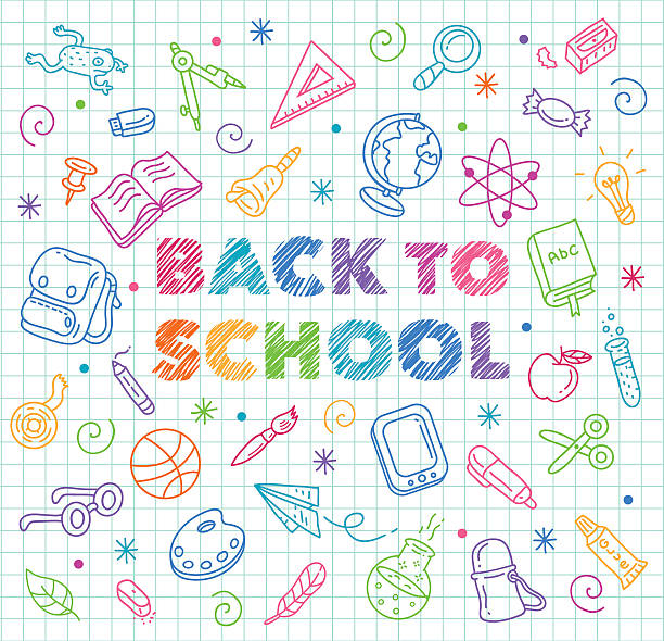 ilustraciones, imágenes clip art, dibujos animados e iconos de stock de vuelta a la escuela - back to school