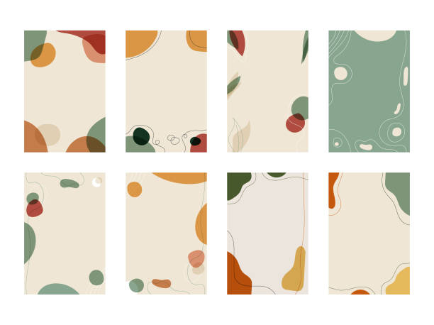 Background collection autumn colors Vector illustration of a collection of backgrounds with autumn colors. Copy space to add text or other design elements. food backgrounds stock illustrations