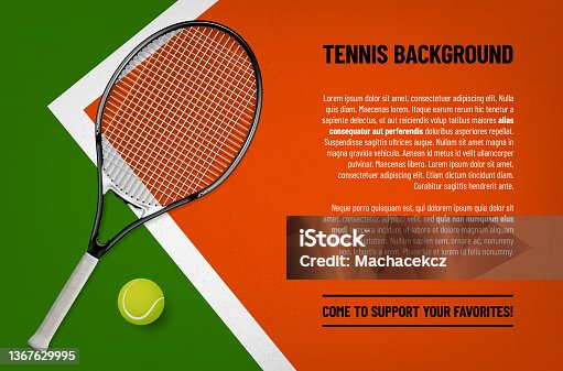 istock Background for your tennis design with racket and ball 1367629995