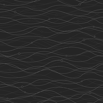 Background Horizontal Curved Lines with Beads Seamless Pattern Dark Grey