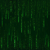 Background in a matrix style. Green random numbers. Sci fi or futuristic backdrop. Encoded data. Vector illustration