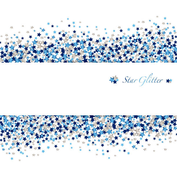 Background of star shaped glitter banner, rich decoration blue borders stock illustrations