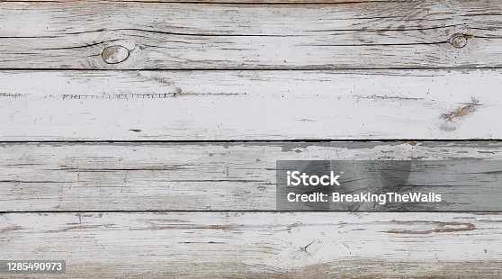istock Background of white painted wooden planks 1285490973