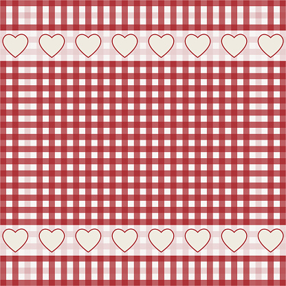 Background pattern fabric with red white checks and hearts
Vector illustration isolated on white background