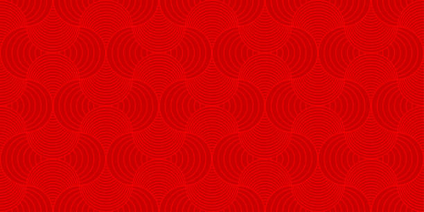 背景パターン シームレスな赤い高級のラウンド四角形サークル抽象的なベクトル デザイン。中国の旧正月の背景。 - 東洋文化点のイラスト素材／クリップアート素材／マンガ素材／アイコン素材