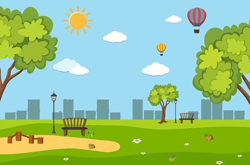Background Scene With Trees In The Park Stock Illustration - Download ...
