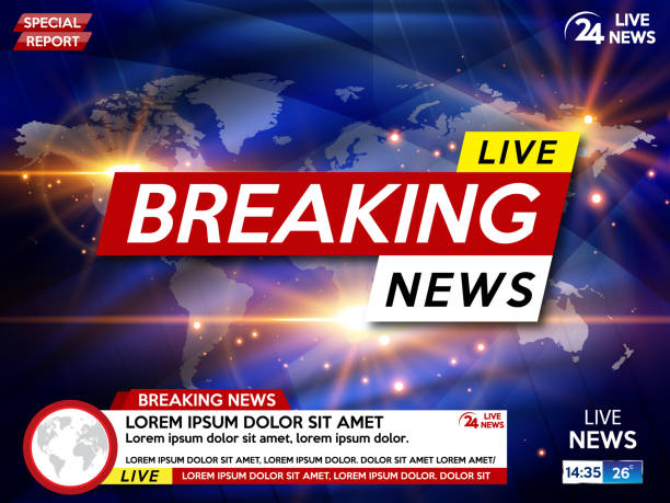 Background screen saver on breaking news. Breaking news live on world map background. Background screen saver on breaking news. Breaking news live on world map background. Vector illustration. breaking news stock illustrations
