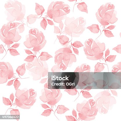 istock Background with beautiful roses. Seamless pattern 497066422
