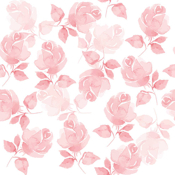 Background with beautiful roses. Seamless pattern Vector background with hand-drawn roses pink color illustrations stock illustrations