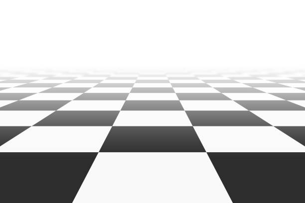 background with checkered surface in perspective view background with checkered surface in perspective view. vector illustration chess patterns stock illustrations