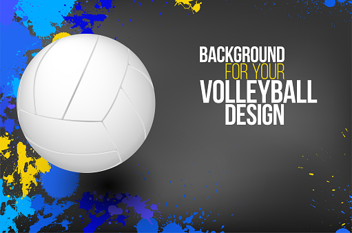 Background with colorful splashes and volleyball ball