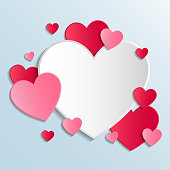 Background with cute paper hearts for Mother's Day, Women's Day and Valentine's Day. Vector
