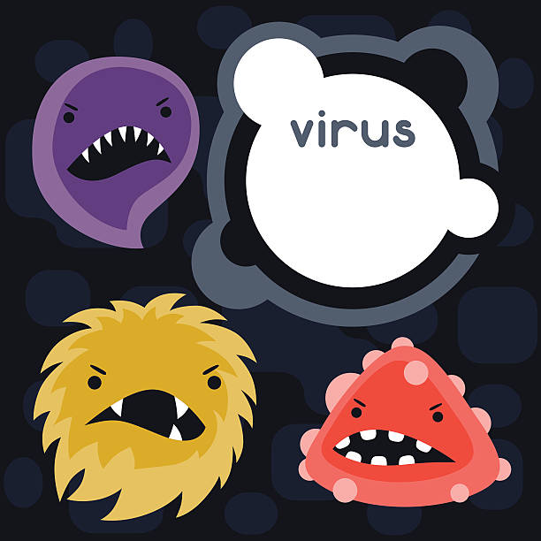 Background with little angry viruses and monsters Background with little angry viruses, microbes and monsters. dna borders stock illustrations
