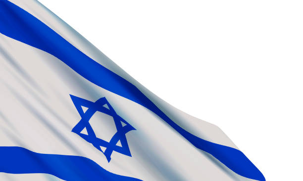 Background with realistic Flag of Israel on white background. Background with realistic Flag of Israel on white background. Vector element for Independence Day, Holocaust Remembrance Day, Memorial Day for the Fallen Soldiers of Israel and Victims of Terrorism. holocaust remembrance day stock illustrations