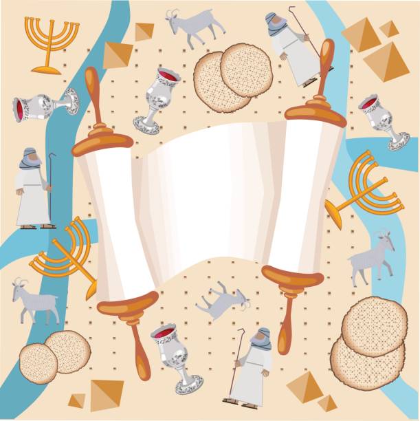 Background With Torah And Symbols Of Passover, Exodus