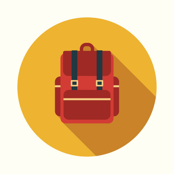 Backpack Flat Design Education Icon with Side Shadow A flat design styled education icon with a long side shadow. Color swatches are global so it’s easy to edit and change the colors. backpack stock illustrations