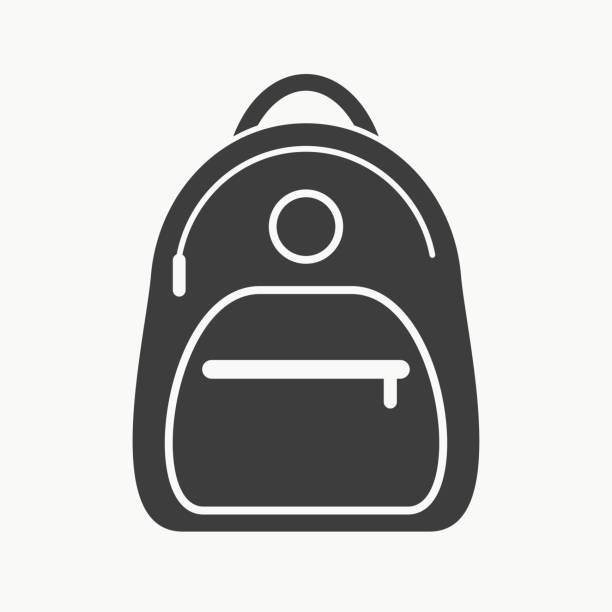 stockillustraties, clipart, cartoons en iconen met rugzak platte icon - vectorillustratie - backpack
