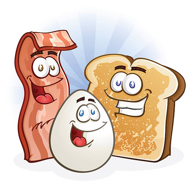 ilustrações de stock, clip art, desenhos animados e ícones de bacon ovos torrada - rabanada