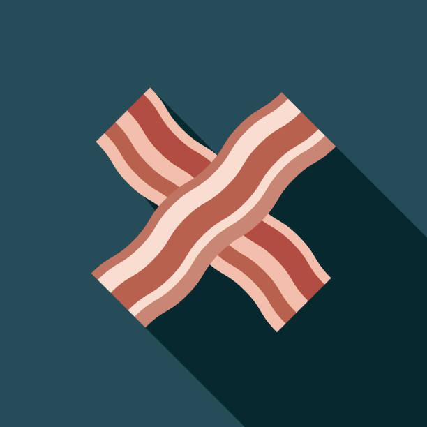 bildbanksillustrationer, clip art samt tecknat material och ikoner med bacon platta designikon frukost - bacon