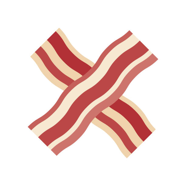 bildbanksillustrationer, clip art samt tecknat material och ikoner med bacon platta designikon kött - bacon