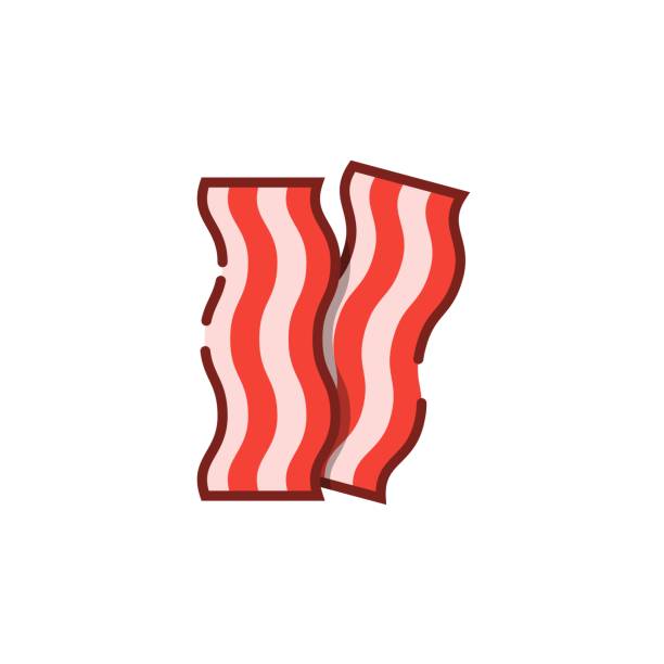 bildbanksillustrationer, clip art samt tecknat material och ikoner med bacon rand färg kon tur ikon - bacon