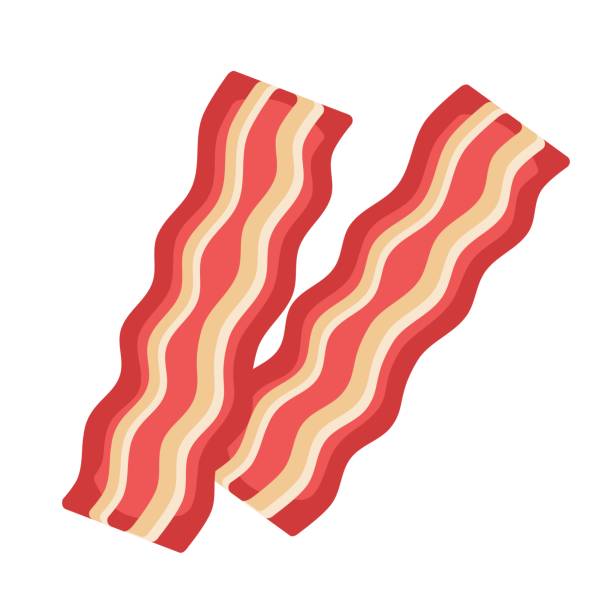 Bacon strips Bacon isolated on white background. bacon stock illustrations