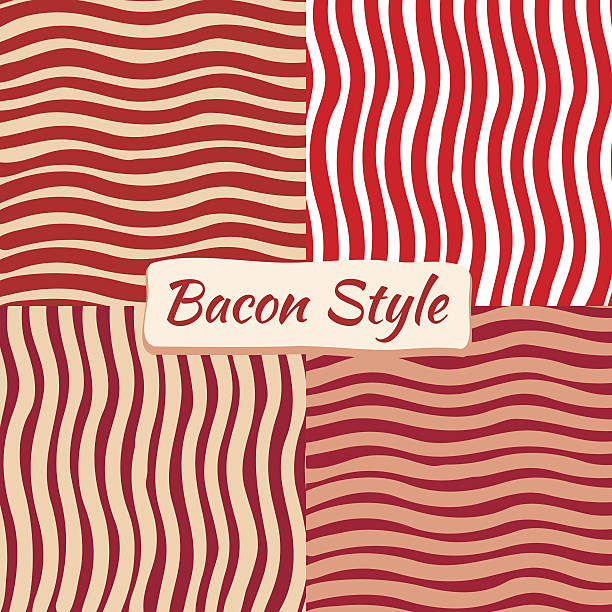 bildbanksillustrationer, clip art samt tecknat material och ikoner med bacon wave background in four variations - bacon