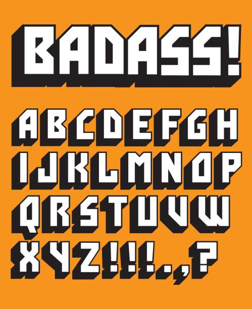 Badass Custom Retro Vector Alphabet vector art illustration